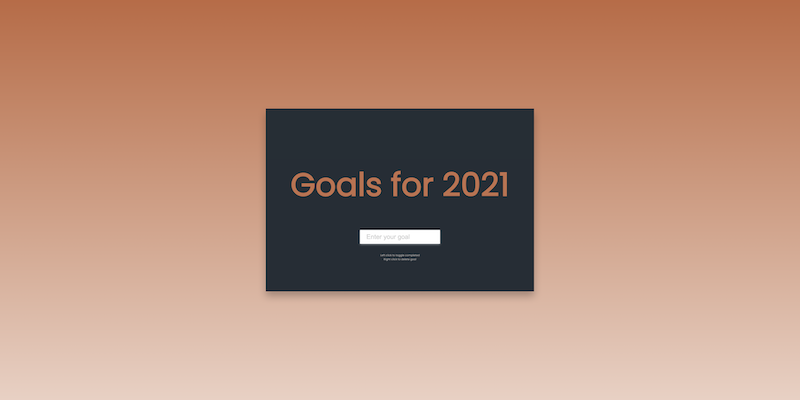 Landing page con lista de metas para el 2021 hecho con HTML, CSS y Javascript