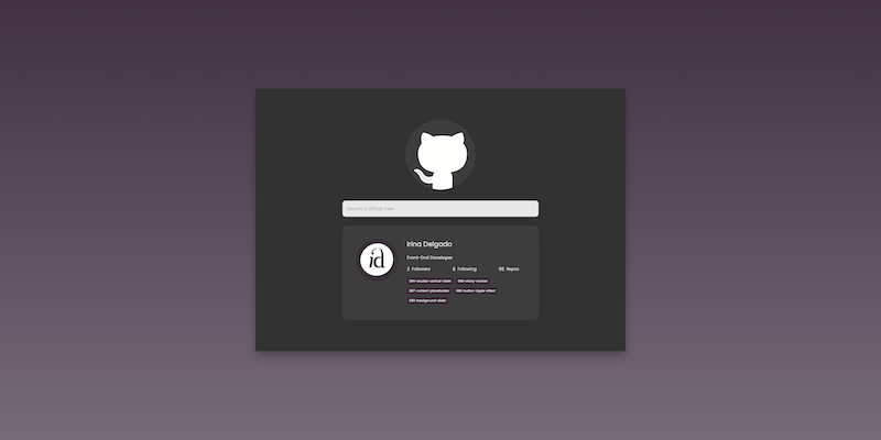 Buscador de perfiles de github hecho con HTML, CSS y Javascript