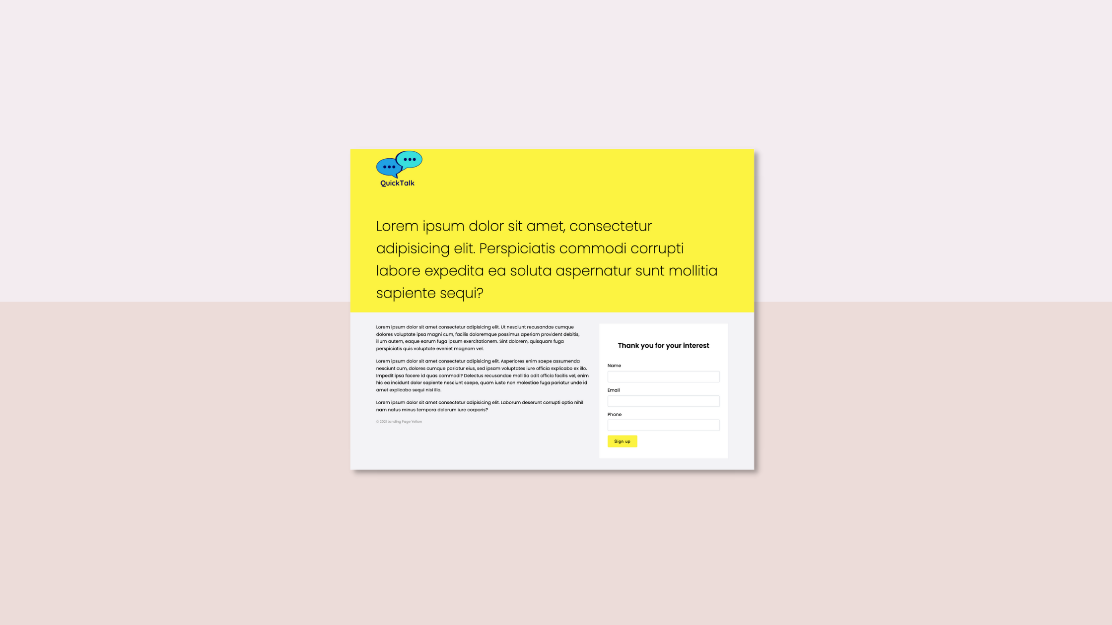 Landing Page hecho con HTML y CSS (SASS)  – Serie: Yellow