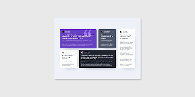 Sitio de Testimonios hecho con CSS Grid