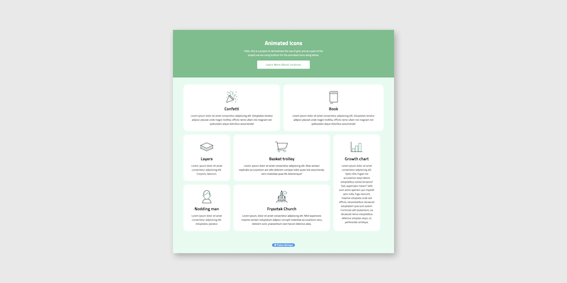 Sitio hecho en Grid con íconos animados