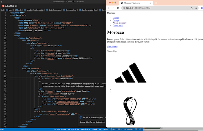 Práctica de HTML y CSS (SASS) con el Mundial - Morocco